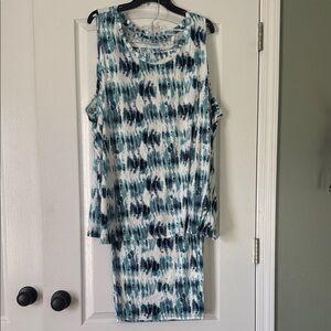 Anybody Blue and White Sleeveless Pajamas Size 4X